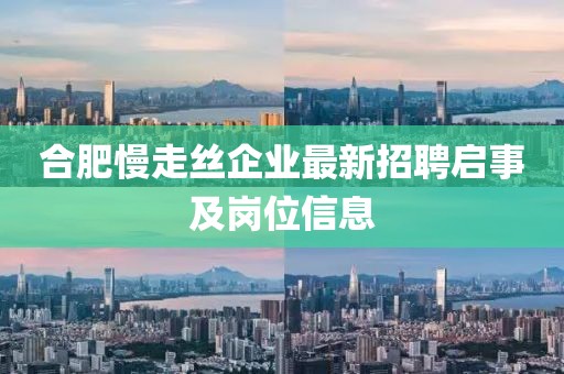 合肥慢走絲企業(yè)最新招聘啟事及崗位信息
