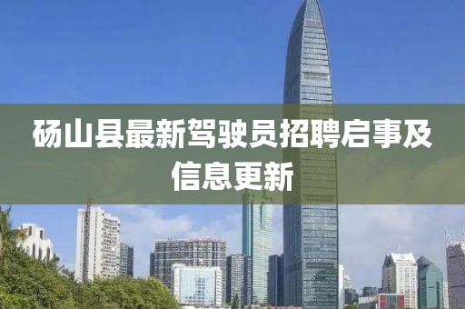 碭山縣最新駕駛員招聘啟事及信息更新