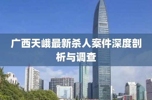 廣西天峨最新殺人案件深度剖析與調(diào)查