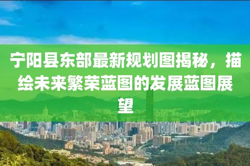 寧陽縣東部最新規(guī)劃圖揭秘，描繪未來繁榮藍圖的發(fā)展藍圖展望