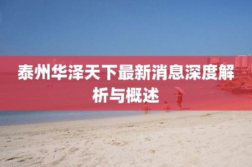 泰州華澤天下最新消息深度解析與概述