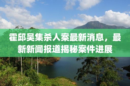 霍邱吳集殺人案最新消息，最新新聞報(bào)道揭秘案件進(jìn)展