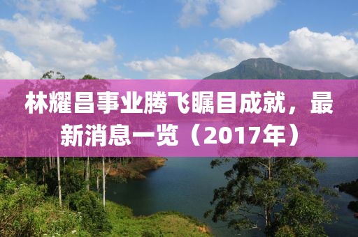 林耀昌事業(yè)騰飛矚目成就，最新消息一覽（2017年）