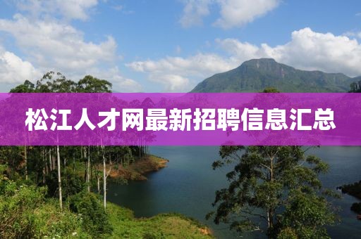 松江人才網(wǎng)最新招聘信息匯總