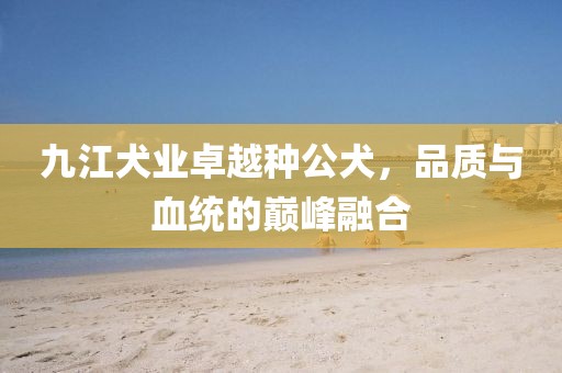 九江犬業(yè)卓越種公犬，品質(zhì)與血統(tǒng)的巔峰融合