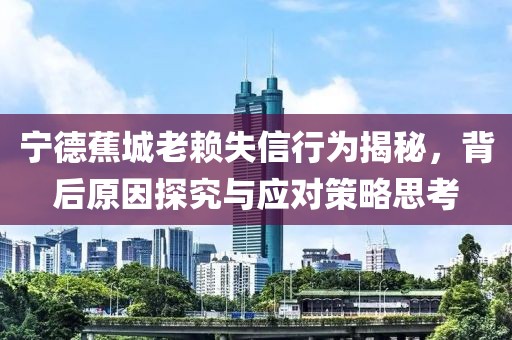 寧德蕉城老賴失信行為揭秘，背后原因探究與應(yīng)對(duì)策略思考