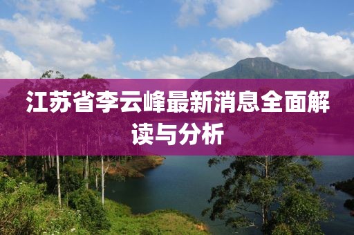 江蘇省李云峰最新消息全面解讀與分析