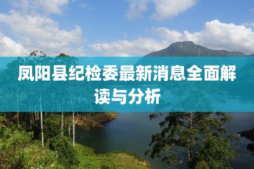 鳳陽(yáng)縣紀(jì)檢委最新消息全面解讀與分析