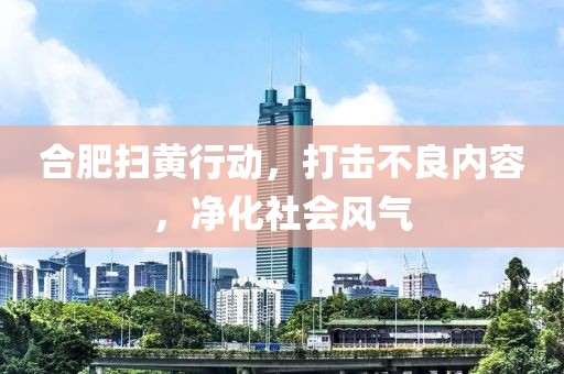 合肥掃黃行動，打擊不良內容，凈化社會風氣