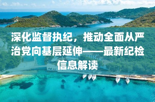深化監(jiān)督執(zhí)紀，推動全面從嚴治黨向基層延伸——最新紀檢信息解讀