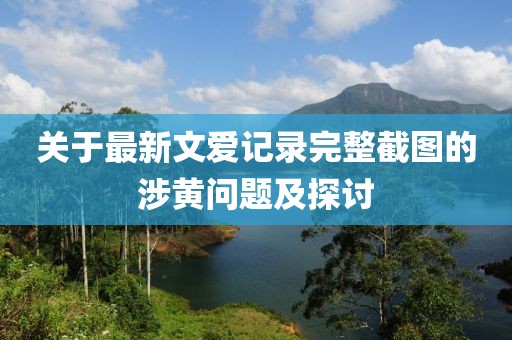 關(guān)于最新文愛記錄完整截圖的涉黃問題及探討