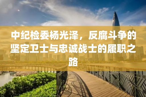 中紀(jì)檢委楊光澤，反腐斗爭的堅定衛(wèi)士與忠誠戰(zhàn)士的履職之路