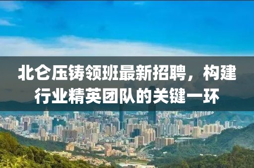 北侖壓鑄領(lǐng)班最新招聘，構(gòu)建行業(yè)精英團隊的關(guān)鍵一環(huán)