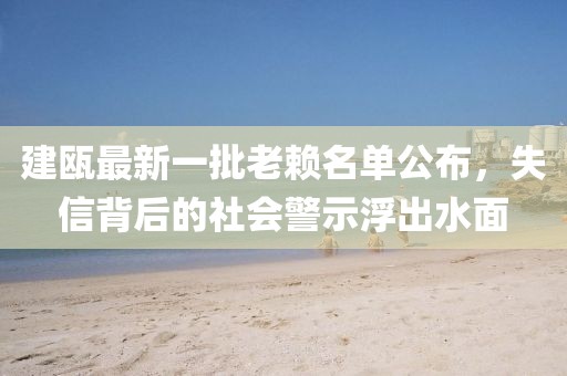 建甌最新一批老賴名單公布，失信背后的社會警示浮出水面