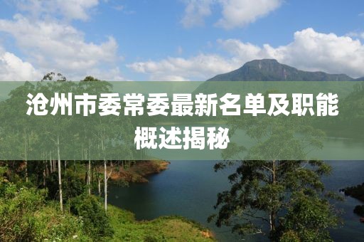 滄州市委常委最新名單及職能概述揭秘
