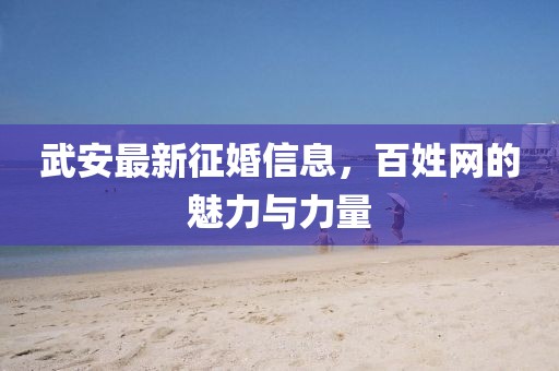 武安最新征婚信息，百姓網(wǎng)的魅力與力量