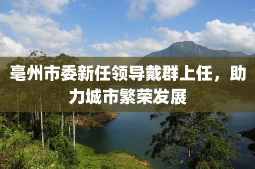 亳州市委新任領導戴群上任，助力城市繁榮發(fā)展